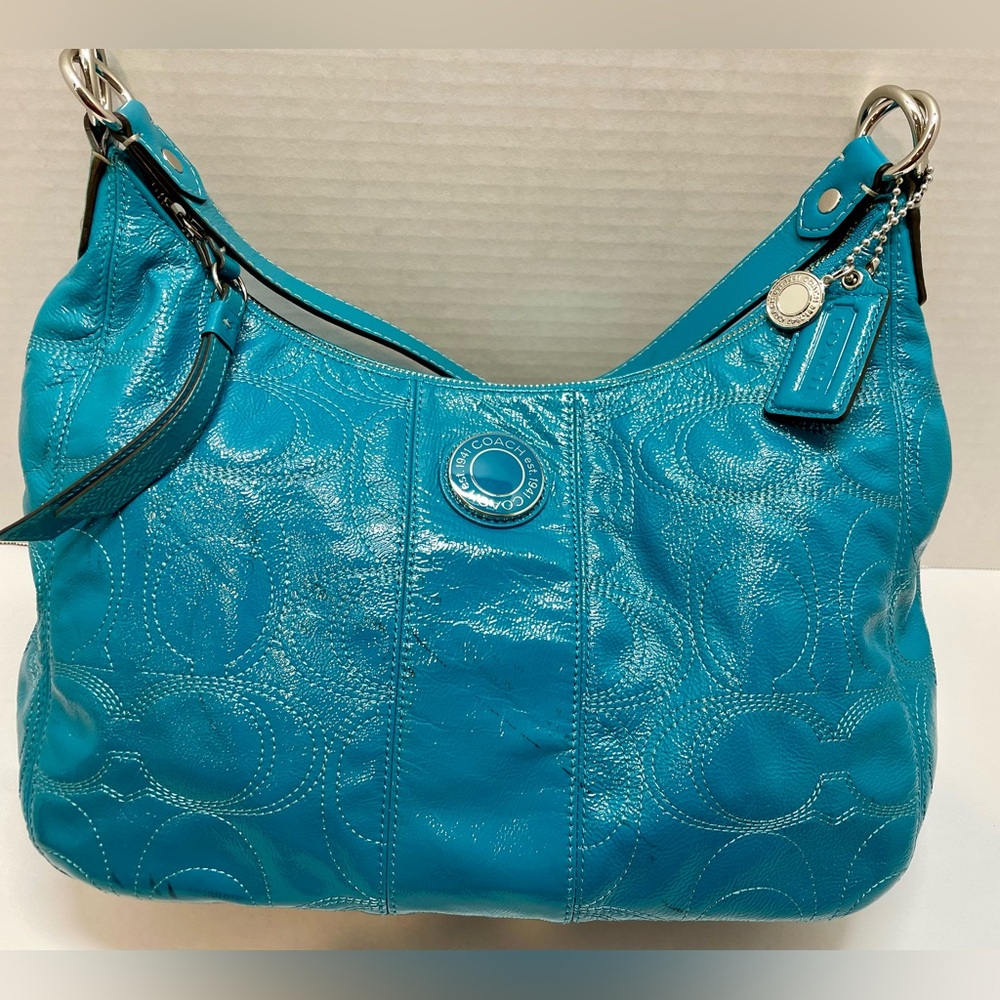 Coach Turquoise Patent Leather Hobo
